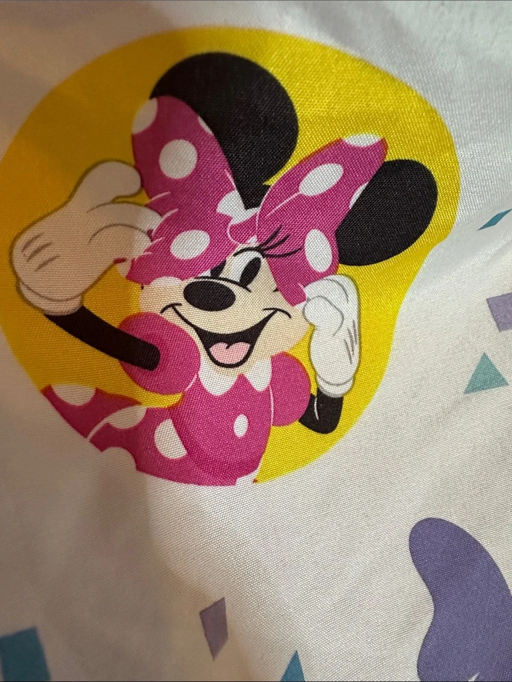 Disney Minnie & Friends Printed White Sheet with Pink, Purple & Yellow Accents